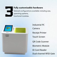 Kiosque de libre-service multifonctionnel automatique avec lecteur RFID UHF, moniteur tactile sur pied, lecteur de codes-barres, écran LCD/LED, SDK, imprimante thermique, garantie 1 an
