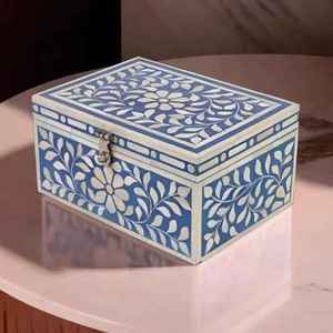 Boîte à bijoux en incrustation d'os en bois écologique de haute qualité avec couleur personnalisée et rangement de cadeaux-Intérieur doux pour articles délicats - Product Image 1