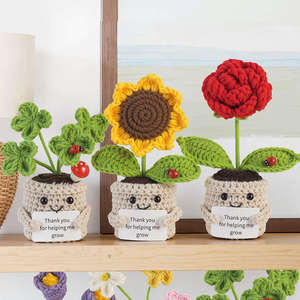Nouvelles fleurs artificielles en crochet faites à la main 2026, plantes en pot au crochet, cadeaux pour la fête des mères et la Saint-Valentin, fleurs en pot au crochet - Product Image 3