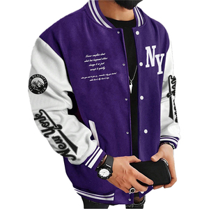 แจ็คเก็ตหนังวูลแบบกำหนดเองสำหรับผู้ชาย แจ็คเก็ต Letterman ปักลายสำหรับวิทยาลัย แจ็คเก็ตลำลองสำหรับผู้ชาย เสื้อผ้าสตรีทแวร์ ผู้ผลิต OEM จัดหา - Product Image 1