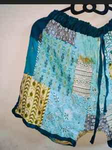 Unisex Bohemian Assorted Patchwork Yoga <b>Shorts</b> Comfortable High-Waist Canvas Pant Drawstring Closure Breathable Hot Hippie Style - Product Image 2