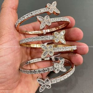 Exclusive 925 Sterling Silver <b>Butterfly</b> Style <b>Bracelet</b> Fully Iced Out With Round and Baguette Cut Moissanite Diamonds for Unisex - Product Image 1