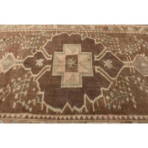 6.3x17.5 ft Turkish Rug, Vintage Runner Rug, <b>Brown</b> Floral <b>Wool</b> Rug - Product Image 5