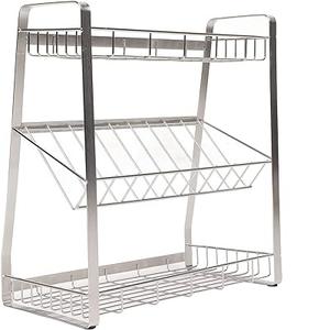 Handmade <b>Dishes</b> Drying <b>Rack</b> for Kitchen Glossy Finished Double Tier Metal <b>Dish</b> <b>Rack</b> Available at Custom Logo - Product Image 5