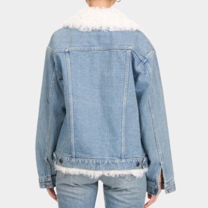 Veste en jean matelassée élégante pour femme à manches longues, logo personnalisé, respirante, conception OEM, rembourrage en coton, teinte unie - Product Image 4