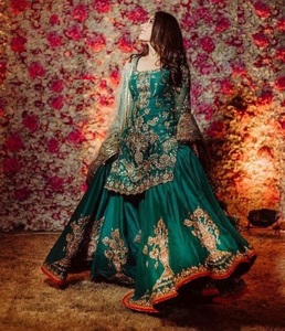 Elegant Beautiful Embroidery Work <b>Kurta</b> Lehenga Walima Dress 2024 Collection <b>Silk</b> Beaded Crystal Glass Beads Dabka Weddings - Product Image 1
