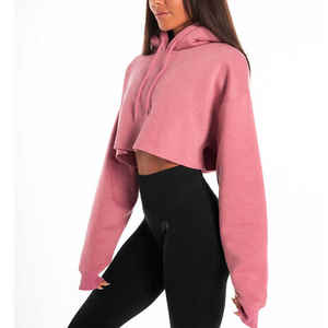 Vente chaude décontracté 100% coton Polyester haut court à capuche bas quantité minimale de commande différentes tailles thermique avec col à capuche décontracté attaché - Product Image 1