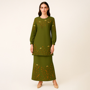 Moderno y modesto conjunto Kurung antiestático elegante transpirable tradicional musulmán accesorios de ropa de talla grande Material de poliéster - Product Image 5