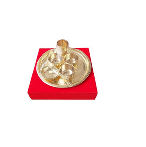 Thali-vajilla de latón de fuente pura, juego de 6 piezas de oro y tamaño personalizado, precio barato y artesanía de la India caliente - Product Image 3
