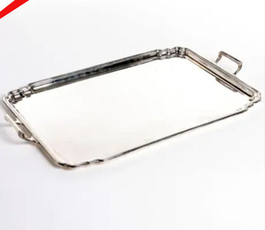 Bandeja Rectangular de Acero Inoxidable Plateada Elegance 2026 con Asas, Plato para Servir Alimentos con Acabado Pulido para Uso en Hoteles - Product Image 2
