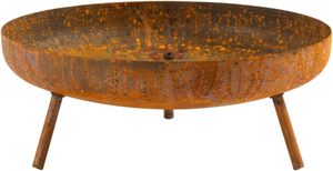 Heavy duty garden <b>fire</b> <b>pit</b> made from metal for outdoor patio heating wood burning round bowl with mesh lid strong stable - Product Image 5