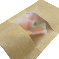 Sachet en papier kraft avec fenêtre HD pour fruits secs, noix, en-cas, sachet scellé, sachet en papier kraft avec fermeture éclair, emballage alimentaire en gros