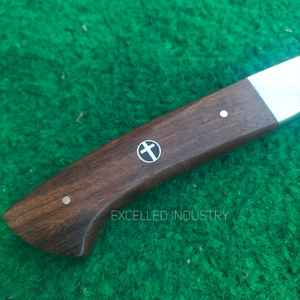 Couteau de cuisine en acier damas personnalisé fait à la main avec manche en bois couperet à viande de style serbe - Product Image 3