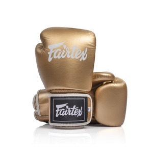 นวมชกมวย Fairtex BGV1C PLUS สีทองเมทัลลิก แบบสั่งทำพิเศษ สำหรับคิกบ็อกซิ่ง มวยไทย พร้อมโลโก้สั่งทำ - Product Image 1