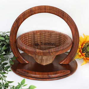 Panier à fruits secs en bois moderne, écologique, fait à la main, avec un design multifonctionnel pour les collations et les cadeaux de fête, Tradebyd - Product Image 1