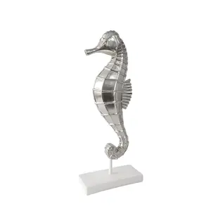 Home Decor Metal Crafts Aluminum Sculpture and Decorative Natural Sea Horse With Base Tableware Showpiece items