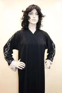 Abaya Kaftan de conception marocaine magnifique de Dubaï 2022, noir, fait à la main, décontracté, moderne, vêtements musulmans pour femmes adultes, matière Nida - Product Image 2
