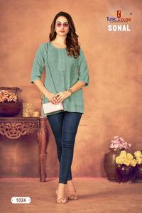 Ethnicra เสนอผ้าเรยอนชิกันแบบเย็บปักเสื้อสั้นแบบลำลองสำหรับคนอินเดียและปากีสถาน - Product Image 2