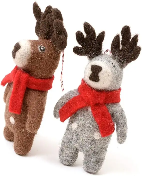 Ornamenti di Natale di renna di feltro Set di 2 grandi come albero di natale decorazioni appese, decorazioni natalizie al coperto sul tavolo della cucina