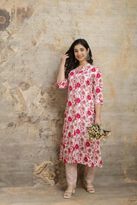 Ấn Độ Phụ Nữ Cotton Kurti Quần <span class=keywords><strong>Set</strong></span> <span class=keywords><strong>Bollywood</strong></span> Thiết Kế Hàng Đầu Áo Kurta Dây <span class=keywords><strong>Set</strong></span> Ăn Mặc - Product Image 4