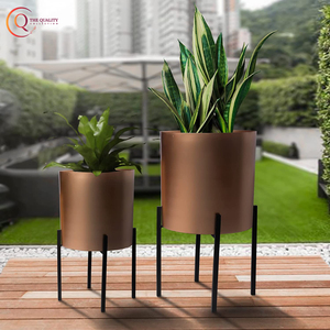 Combo de soporte de maceta para decoración del hogar elegante con diseño geométrico para bodas, jarrón de suelo en cualquier lugar, plantas artificiales y reales en maceta - Product Image 5