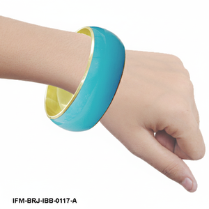 Brazalete de Latón Esmaltado Hecho a Mano con Turquesa Vibrante y Dorado, Brazalete Minimalista Apilable para Mujer - Product Image 2