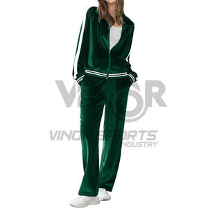 Womens Velvet <b>Velour</b> Tracksuits 2 Piece <b>Lounge</b> <b>Sets</b> Stylish Zip up Sweatshirt and Sweatpants Pockets Soft Comfortable - Product Image 1