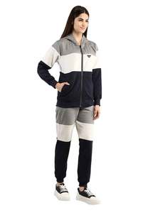 Venta al por mayor Chándal pennal 100% algodón polar Mujeres OEM Material personalizado de alta calidad tela cremallera chándales para las mujeres - Product Image 2
