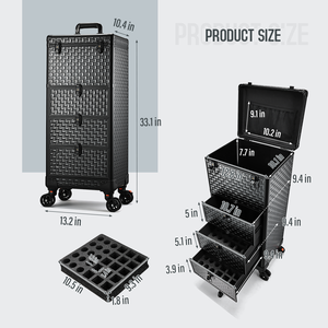 Rolling Salon Cart with Lockable Drawers <b>Professional</b> Nail Tech <b>Makeup</b> Organizer <b>Case</b> for Hairstylists SPA Tattoo Artists - Product Image 6