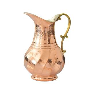 Lot de 2 pichets en cuivre avec poignée en laiton Pichet en cuivre de qualité supérieure pour hôtels et restaurants Vaisselle Pichet à eau - Product Image 3