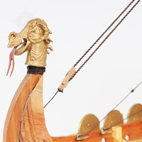 Maqueta de Barco Vikingo Drakkar Unisex de Alta Calidad, 40 cm, Réplica de Madera Hecha a Mano, Soporte de Exhibición, Decoración Coleccionable, Regalo para Edades de 5 a 7 Años, OMH