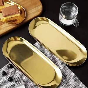 <b>Gold</b> Oval Jewelry Display <b>Tray</b> Metal Storage Christmas <b>Tray</b> for Decoration and <b>Serving</b> Elegant Fruit Plate - Product Image 1