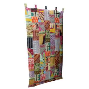 Vintage Indian Kantha Embroidered Patchwork Sari 100% Cotton Boho <b>Window</b> Door Drapes Recycled <b>Curtains</b> & Valances - Product Image 2