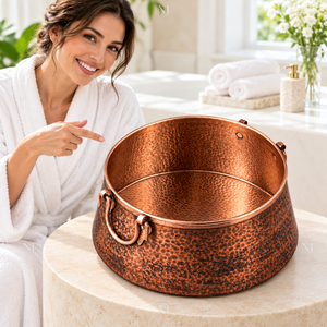 Bassin de pédicure artisanal en cuivre antique martelé pour spa à domicile - Product Image 2