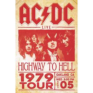 Póster de la Gira Live Highway to Hell de AC/DC de 1979, Impresión Offset y Digital en Lienzo para Decoración - Product Image 1