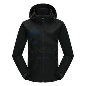 <b>Women</b> Waterproof Softshell <b>Jacket</b> with Removable Hood <b>Lightweight</b> Fleece Lined Warm Insulated Rain Windbreaker Coat Black - Product Image 1