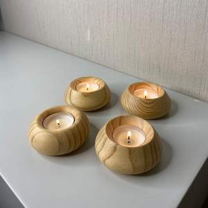 Support de bougie chauffe-plat minimaliste en bois pour décoration intérieure, centre de table de bureau, style rustique apaisant, idée cadeau de Pâques, résistant à la chaleur - Product Image 4