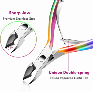 Coupe-cuticules en acier inoxydable multi-couleurs avec ouverture large et lames courbées de 4,4 pouces pour ongles épais - Product Image 2