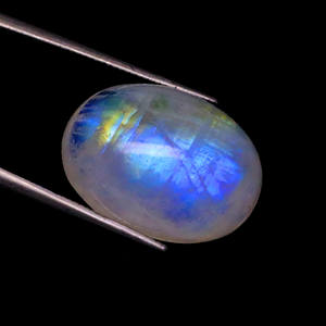 Hermoso cabujón ovalado de piedra lunar arcoíris blanco Natural de grado 100% piedras sueltas genuinas para joyería - Product Image 3