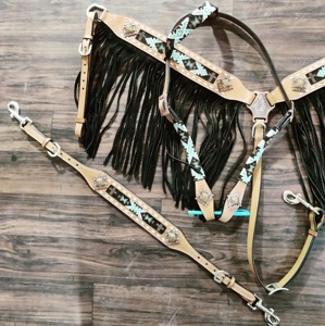 Talla con cocodrilo marrón claro Argentina cuero de vaca caballo occidental Headstall Smart diseño personalizado cuero Horse Headstall - Product Image 6