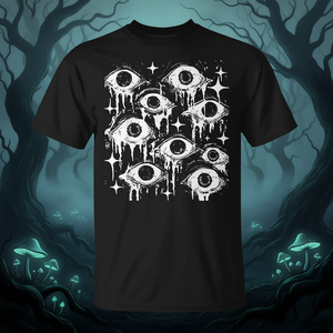 T-shirt Weirdcore Eyeballs Goth Witch Goblincore Dark Cottagecore, T-shirt unica per la promozione di Halloween - Product Image 3