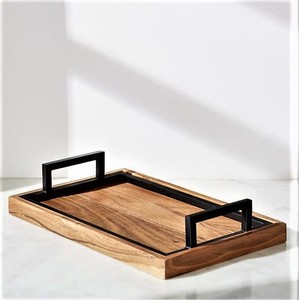 Bandeja de Servicio de Madera Elegante y Moderna Personalizada por VISHAL HANDICRAFT para Restaurantes Indios - Product Image 5