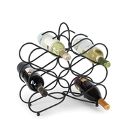 Casier à vin en métal design classique décor cuisine étagère support stockage noir affichage comptoir porte-bouteilles en métal