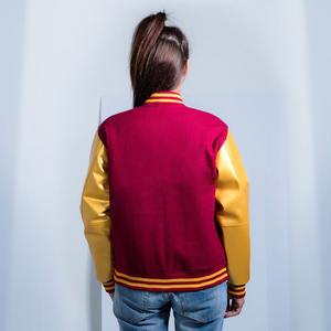 2026 Custom PU Leather Sleeved Women Sports Varsity Jacket Sublimation Stylish Letterman Sportswear Pure Wool Body Baseball <b>Coat</b> - Product Image 4