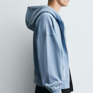 Breathable Material <b>Men</b> <b>Hoodie</b> High Quality With Zip Up Closure Custom Logo Solid Color <b>Hoodie</b> <b>For</b> Winter OEM Service Wholesale - Product Image 2