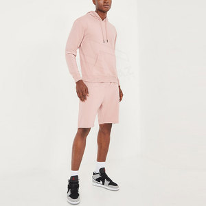 Ensemble de survêtement unisexe pour homme, taille plus, 100% coton, sweat à capuche et short, deux pièces, pour le jogging - Product Image 1