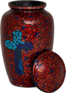 Urna de cristal de mosaico moderna de gran tamaño para cremación funeraria de adultos, obra de arte decorativa de aluminio al por mayor para cenizas humanas de simpatía - Product Image 2