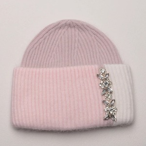 หมวกไหมพรมกันลมสำหรับฤดูหนาว ขนกระต่าย ประดับเพชรหรูหรา คุณภาพสูง แฟชั่นสำหรับผู้หญิง - Product Image 2