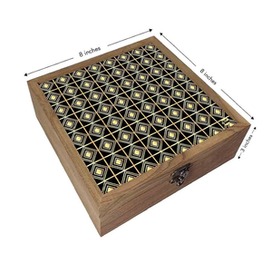 Boîte en bois naturel Design imprimé Coffret à bijoux en bois Boîtes en bois décoratives pour la maison Article de cadeau pour son design élégant - Product Image 1