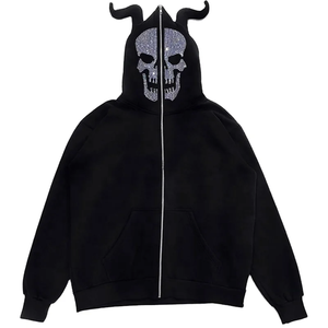 Best Quality 100% Cotton Fleece Full <b>Zip</b> <b>Hoodie</b> for Men Solid <b>Black</b> Custom XS Size Embroidery Puff Printing Winter Collection - Product Image 5